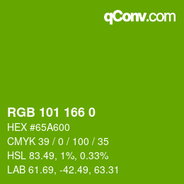 Color code: RGB 101 166 0 | qconv.com