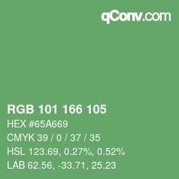Color code: RGB 101 166 105 | qconv.com