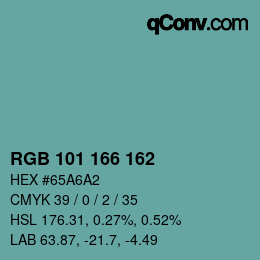 カラーコード: RGB 101 166 162 | qconv.com