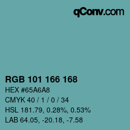 Color code: RGB 101 166 168 | qconv.com