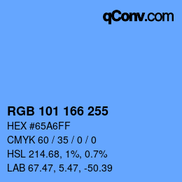 Color code: RGB 101 166 255 | qconv.com