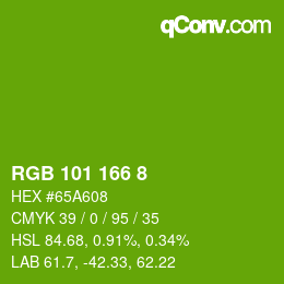 Color code: RGB 101 166 8 | qconv.com