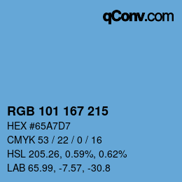 Color code: RGB 101 167 215 | qconv.com
