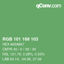 Color code: RGB 101 168 103 | qconv.com