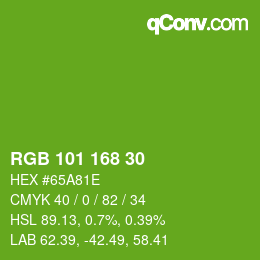 Color code: RGB 101 168 30 | qconv.com