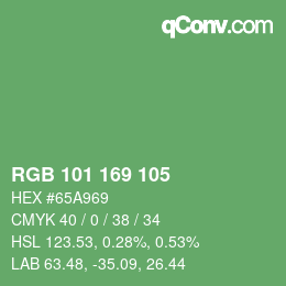 Color code: RGB 101 169 105 | qconv.com