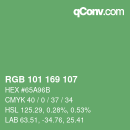Color code: RGB 101 169 107 | qconv.com