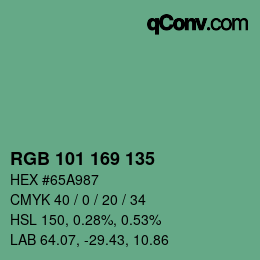 Color code: RGB 101 169 135 | qconv.com