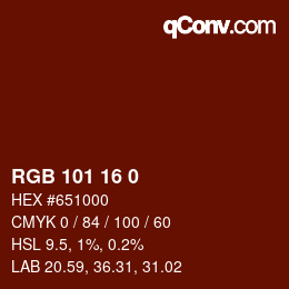 颜色代码: RGB 101 16 0 | qconv.com