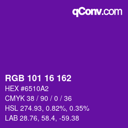 Color code: RGB 101 16 162 | qconv.com