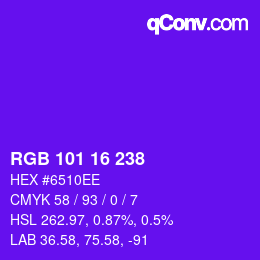 Color code: RGB 101 16 238 | qconv.com