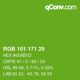 Color code: RGB 101 171 29 | qconv.com