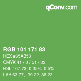 Color code: RGB 101 171 83 | qconv.com