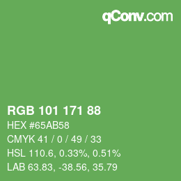 Color code: RGB 101 171 88 | qconv.com