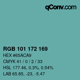 Color code: RGB 101 172 169 | qconv.com