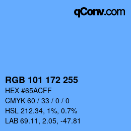 Color code: RGB 101 172 255 | qconv.com