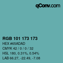 Color code: RGB 101 173 173 | qconv.com