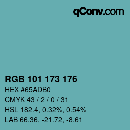 Farbcode: RGB 101 173 176 | qconv.com