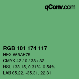 Color code: RGB 101 174 117 | qconv.com