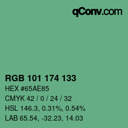 Color code: RGB 101 174 133 | qconv.com