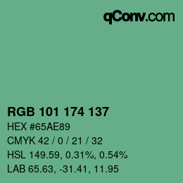 Color code: RGB 101 174 137 | qconv.com