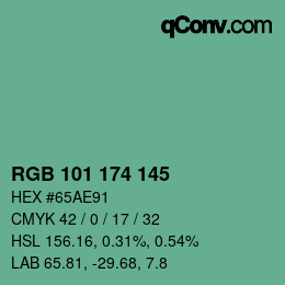 Color code: RGB 101 174 145 | qconv.com