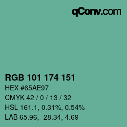 Color code: RGB 101 174 151 | qconv.com