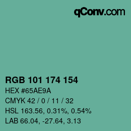 Color code: RGB 101 174 154 | qconv.com
