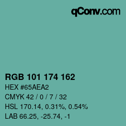 カラーコード: RGB 101 174 162 | qconv.com