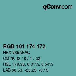 Color code: RGB 101 174 172 | qconv.com