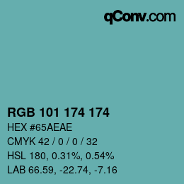 Color code: RGB 101 174 174 | qconv.com