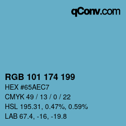 カラーコード: RGB 101 174 199 | qconv.com