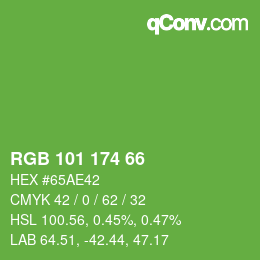 Color code: RGB 101 174 66 | qconv.com