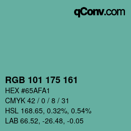 Color code: RGB 101 175 161 | qconv.com