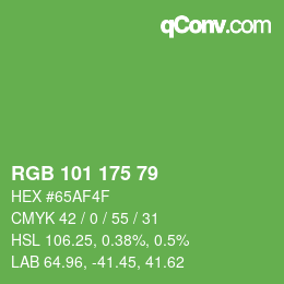 Color code: RGB 101 175 79 | qconv.com