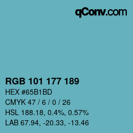Color code: RGB 101 177 189 | qconv.com