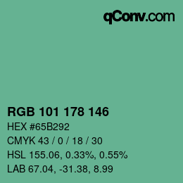 Color code: RGB 101 178 146 | qconv.com