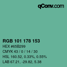 Color code: RGB 101 178 153 | qconv.com