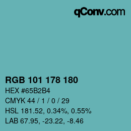Color code: RGB 101 178 180 | qconv.com