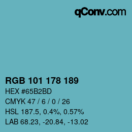 Color code: RGB 101 178 189 | qconv.com