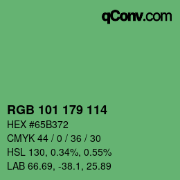 Código de color: RGB 101 179 114 | qconv.com