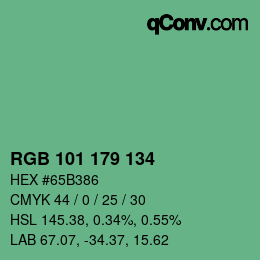 Código de color: RGB 101 179 134 | qconv.com