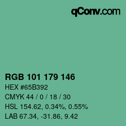 颜色代码: RGB 101 179 146 | qconv.com
