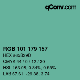 Color code: RGB 101 179 157 | qconv.com