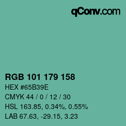 Farbcode: RGB 101 179 158 | qconv.com
