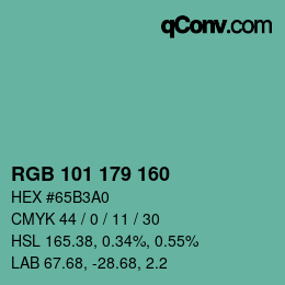 Color code: RGB 101 179 160 | qconv.com
