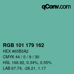 Color code: RGB 101 179 162 | qconv.com