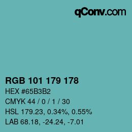 Farbcode: RGB 101 179 178 | qconv.com