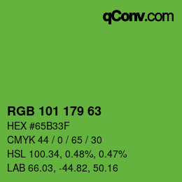 Color code: RGB 101 179 63 | qconv.com