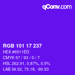 Color code: RGB 101 17 237 | qconv.com